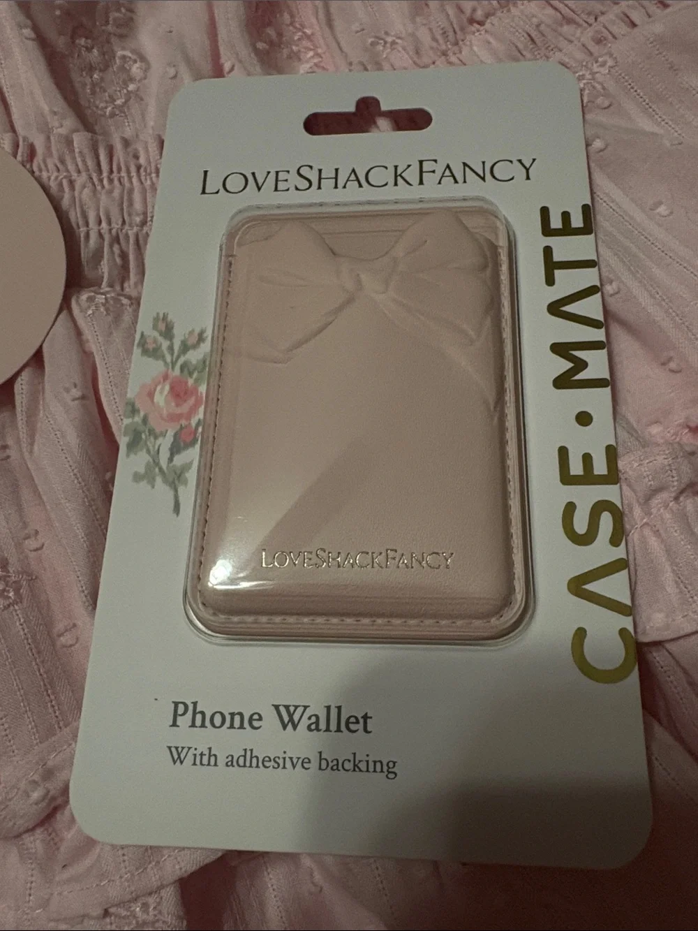 LoveShackFancy Blush Pink Bow Phone Wallet